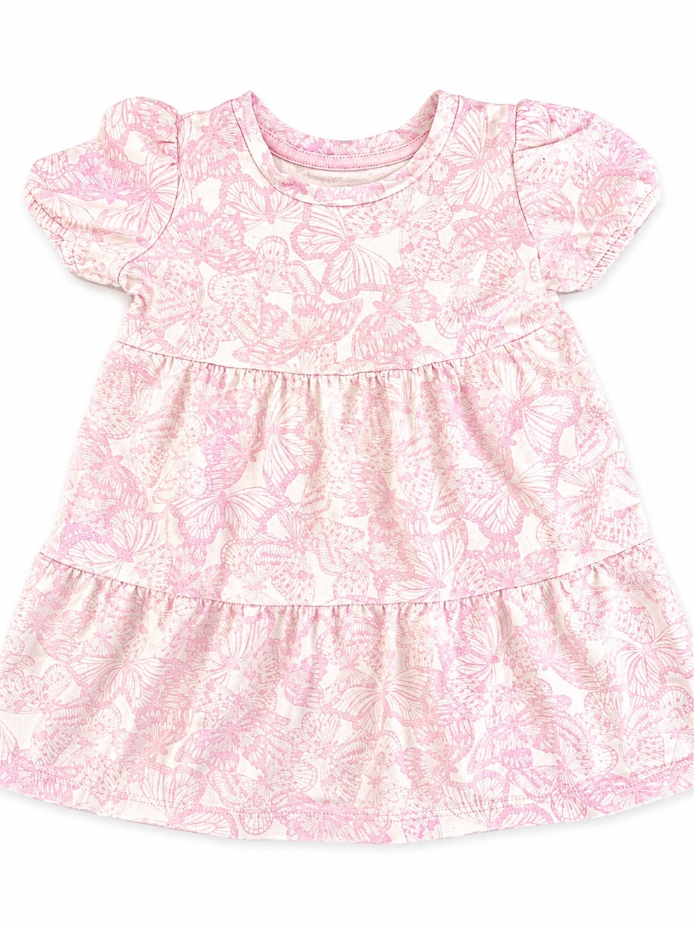 GAP Kids Toddler Girls Pink Butterfly Novelty Print Tiered Dress 100% Cotton 2T
